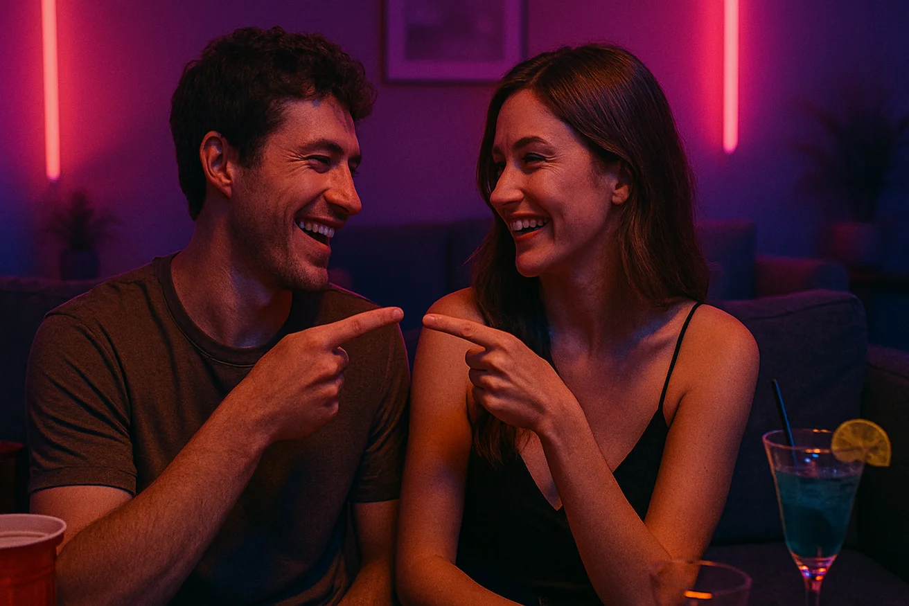 Couple playing the Who's Most Likely To game