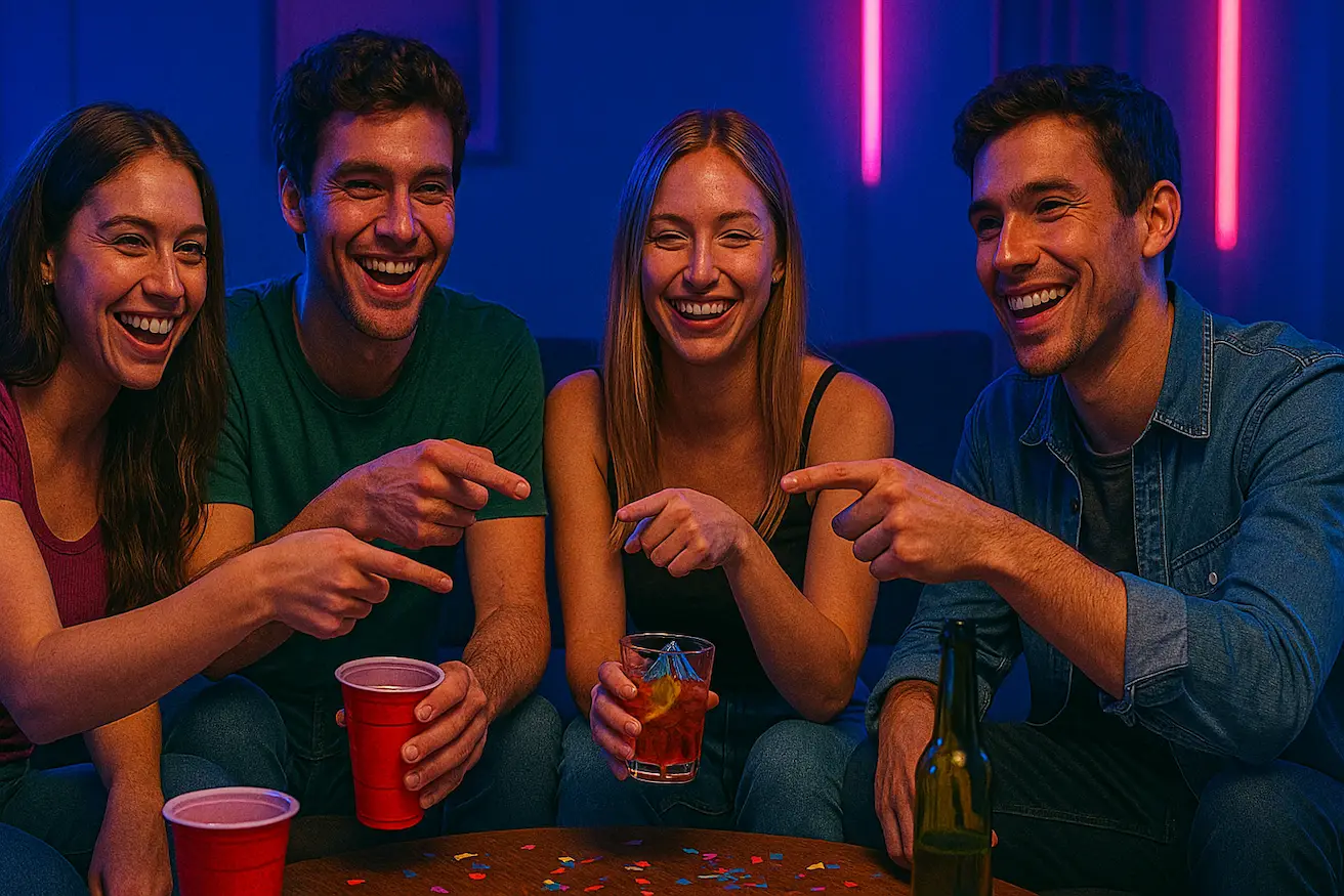 Friends playing the Who's Most Likely To game