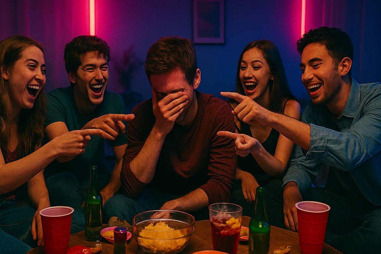 Friends playing the Who's Most Likely To game