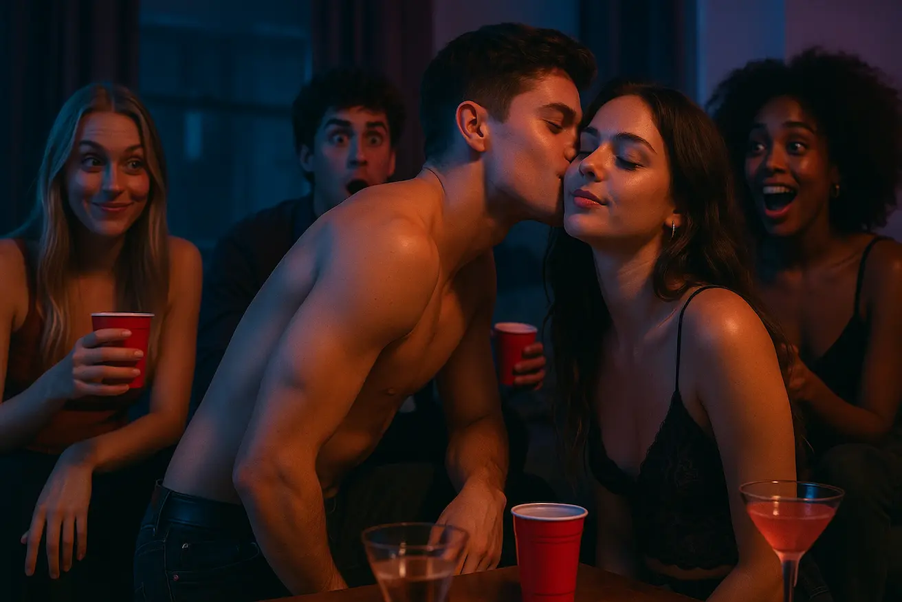 Friends playing a Hot Truth or Dare game