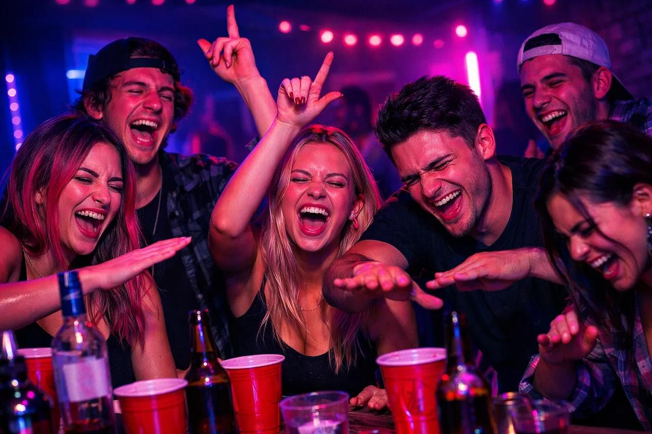 Amis jouant au jeu Tu Préfères