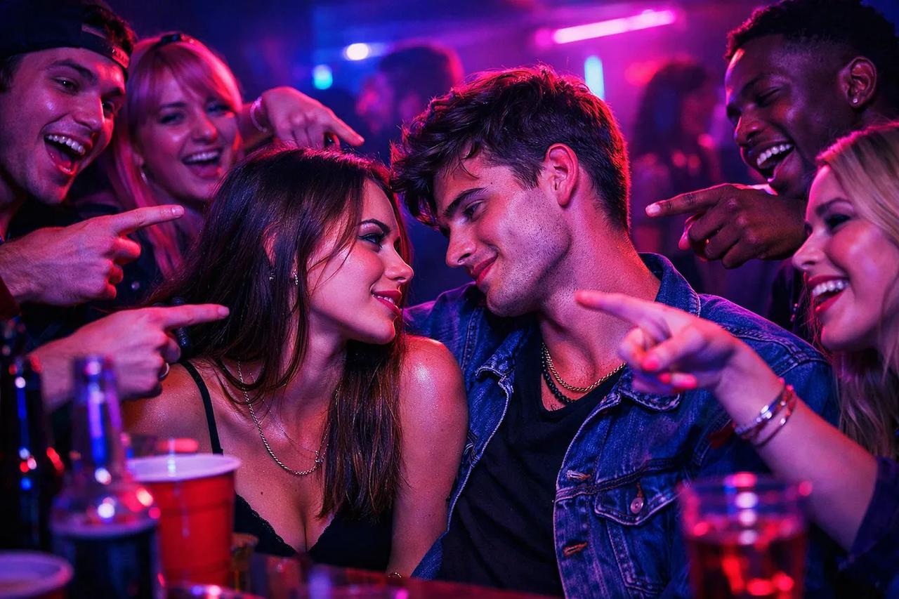 Amis jouant au jeu Qui pourrait, ambiance hot