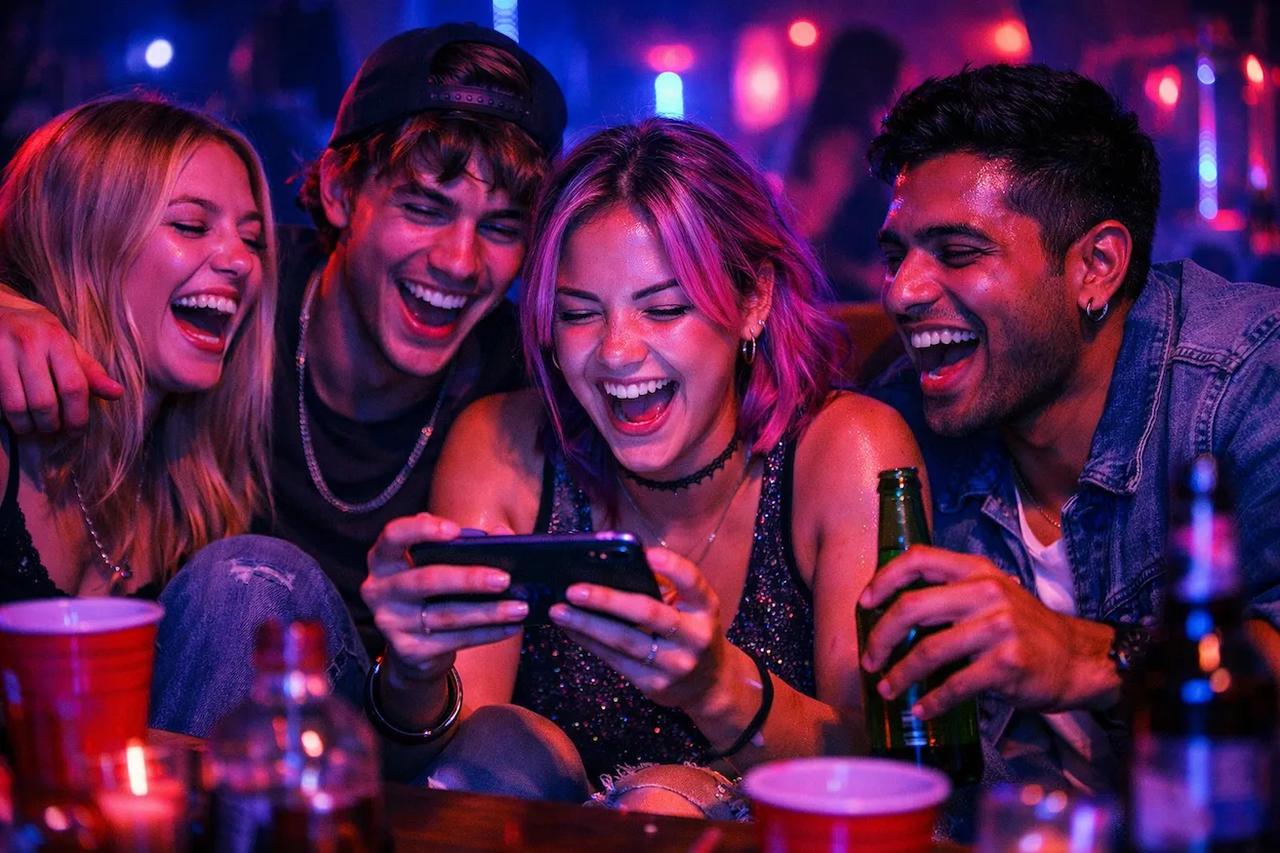 Un groupe d'amis qui jouent au jeu C'est un 10 mais