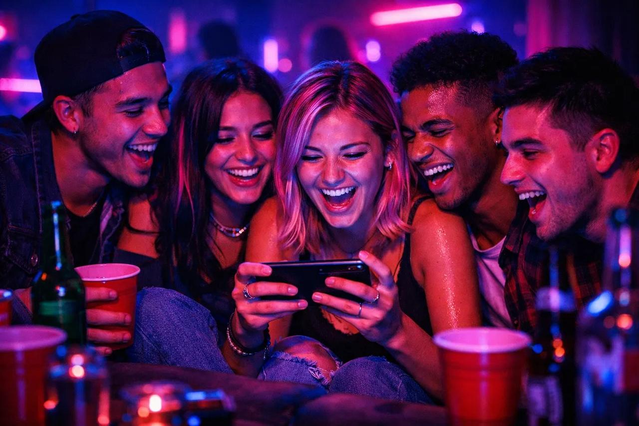 Amis jouant au jeu C'est un 10 mais