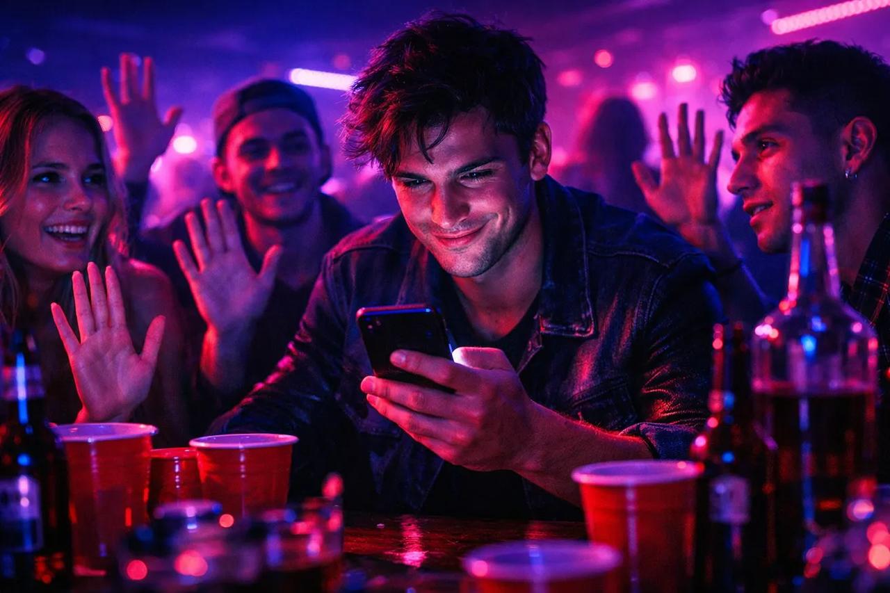 Amis jouant au jeu Baisse un doigt si