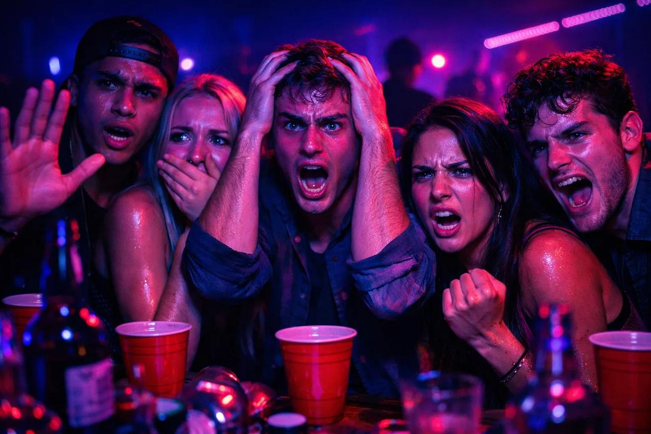 Amis jouant au jeu Tu préfères extrême