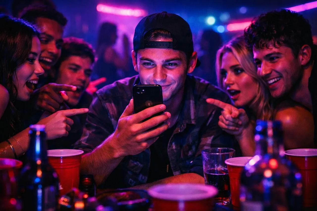 Amis jouant au jeu Qui pourrait avec de l'alcool