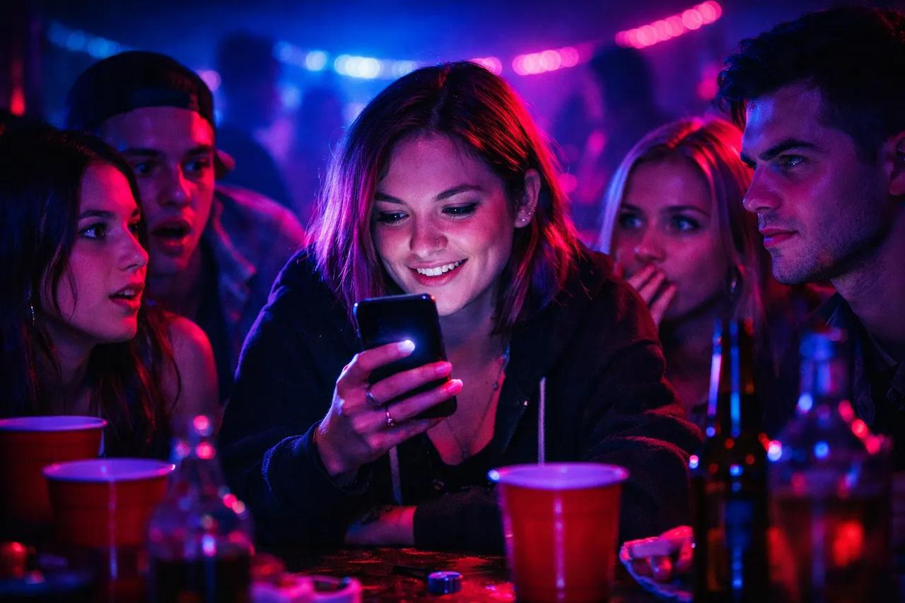 Amis jouant au jeu Action ou Vérité